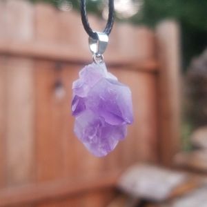 Raw Amethyst Healing Crystal Nugget Necklace